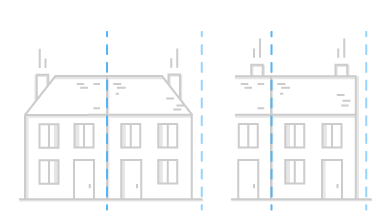 Illustration showing a Semi-detached or End of Terrace House